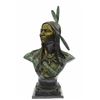 Image 1 : Native Indian Chief Bronze Bust Sculpture on marble base Statue