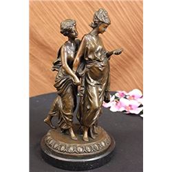 Sancient Grecian Women Bronze Sculpture on Marble Base
