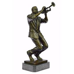 Trumpet Player Bronze Sculpture on marble base Statue