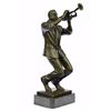 Image 1 : Trumpet Player Bronze Sculpture on marble base Statue