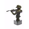 Image 8 : Cowboy Playing Violin Bronze Sculpture on Marble Statue