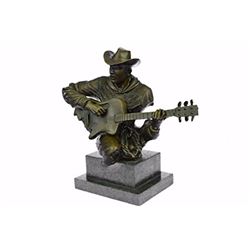 Musician Guitar Player Bronze Figurine on marble base Statue