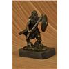 Bronze Warrior With Sword Sculpture on Marble Base Figurine