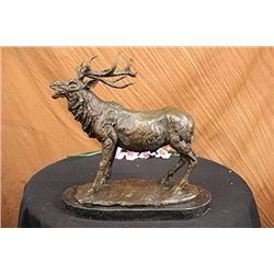 Elk Deer Bronze Statue on marble base Sculpture