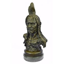 Indian Chief Warrior Bronze Sculpture