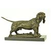Basset Hound Dog Bronze Sculpture On Marble Base Figurine