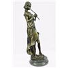Image 5 : Female Flute Player Bronze Sculpture on marble base Statue
