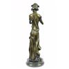 Image 7 : Female Flute Player Bronze Sculpture on marble base Statue