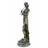 Image 9 : Female Flute Player Bronze Sculpture on marble base Statue