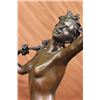 Image 7 : Wood Nude Nymph Calling Into Forest Bronze Sculpture