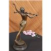 Image 9 : Wood Nude Nymph Calling Into Forest Bronze Sculpture