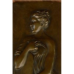 Lady With Jug Of Water Wall Mount Bronze Statue