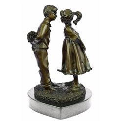 First Kiss Bronze Sculpture on marble base Figurine
