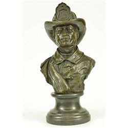 Fireman In Action Bronze Statue on Marble Base Figurine