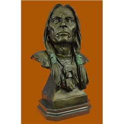 Indian Chief Bust Bronze Sculpture Cultural Figure