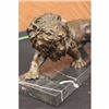 Image 3 : Angry Hungry Male Lion Bronze Sculpture on Marble Base Figurine