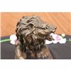 Image 4 : Angry Hungry Male Lion Bronze Sculpture on Marble Base Figurine