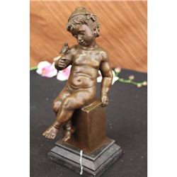 Sweet Nude Baby Bronze Sculpture on marble base