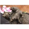 Image 5 : Black Bear Mother Cub Bronze Sculpture on Marble base Statue