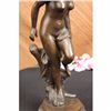 Image 3 : Maiden Bronze figurine on Marble base Sculpture