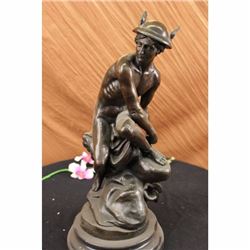 Mercury Bronze Statue On Marble Base Sculpture