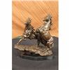 Image 1 : Two rearing horses bronze sculpture