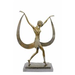Ribbon Dancer Bronze Figurine on Marble base Figure