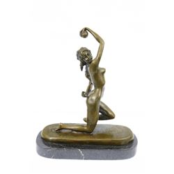 Nude Sexy Lady Bronze Statue on marble base Figurine