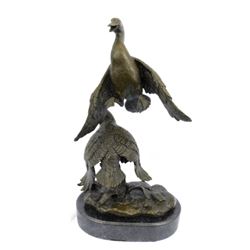 Ducks In Flight Wildlife Cabin Art Bronze on Marble base Statue