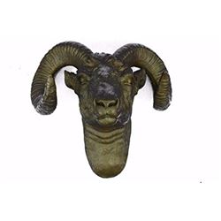 Detailed Wall Mount Rams Head Bronze Sculpture