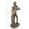 Image 1 : A man Holding A Club With Lion Bronze Sculpture on Marble base Statue
