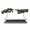 Image 1 : Touching Hand Bronze Sculpture on Marble Base Statue
