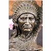 Image 3 : Native American With Eagle Bronze Statue on Marble Base Sculpture