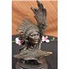 Image 6 : Native American With Eagle Bronze Statue on Marble Base Sculpture