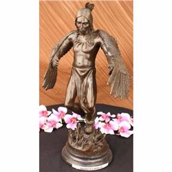 Indian Native American Warrior Bronze Statue on Marble base Sculpture