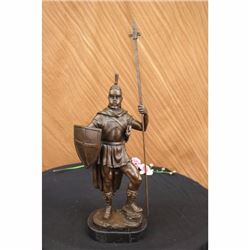 Roman Warrior With Armor Bronze Sculpture on marble base Statue