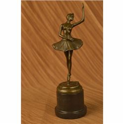 Ballerina Bronze Sculpture on Marble Base Figurine