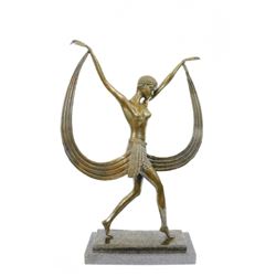 Ribbon Dancer Bronze Figurine on Marble base Figure