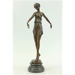 Roman Girl Bronze Sculpture on marble basde Figurine