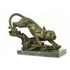 Image 1 : Panther Wild African Cat On Tree Bronze Sculpture