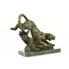 Image 3 : Panther Wild African Cat On Tree Bronze Sculpture