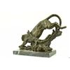 Image 4 : Panther Wild African Cat On Tree Bronze Sculpture