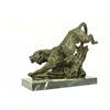 Image 5 : Panther Wild African Cat On Tree Bronze Sculpture