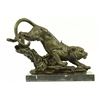Image 6 : Panther Wild African Cat On Tree Bronze Sculpture