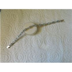BRACELET - 12 OVAL FACETTED BLUE TOPAZ AND DIAMONDS IN STERLING SILVER SETTING - INFINITY LINKS - AP