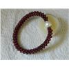 Image 6 : BRACELET - NATURAL GARNET BEADS & NATURAL ROUND WHITE PEARL IN 925 STERLING SILVER SETTING - WITH CE