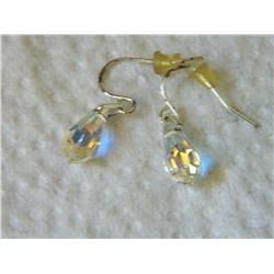 EARRINGS- CRYSTAL TEAR DROPS WITH STERLING SILVER FRENCH HOOKS