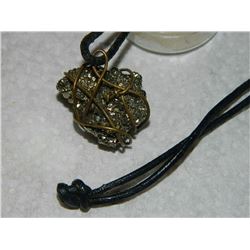 NECKLACE - ON ROPE - AUTHENTIC FOOLS GOLD NUGGET - WEIGHT ~20 GRAMS