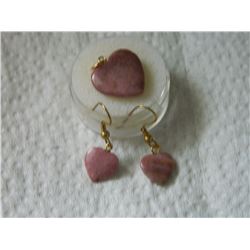 NEW EARRINGS & PENDANT SET - JASPER STONE HEARTS