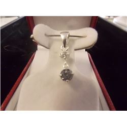 PENDANT - 2 BRILIANT ROUND CUT CUBIC ZIRCONIA IN 925 STERLING SILVER SETTING - RETAIL TAGGED AT $59.